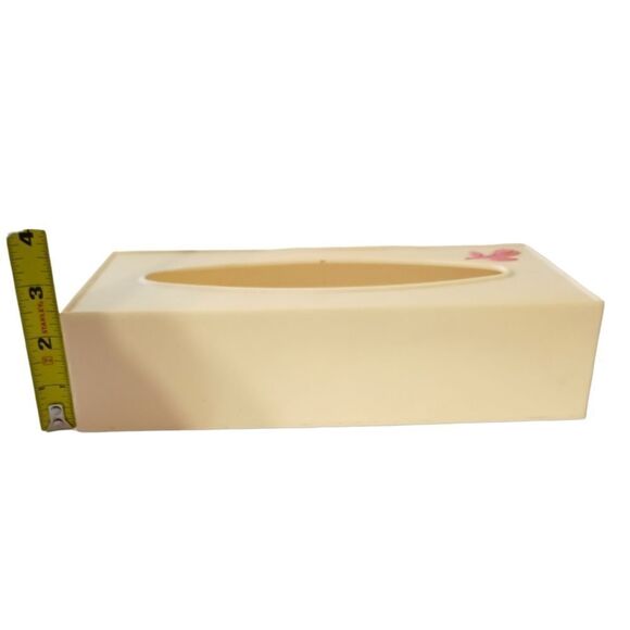 VIntage Tissue Box Cover Holder Fesco Plastic Beige Pink Rose Celluloid Plastic. - Picture 4 of 16